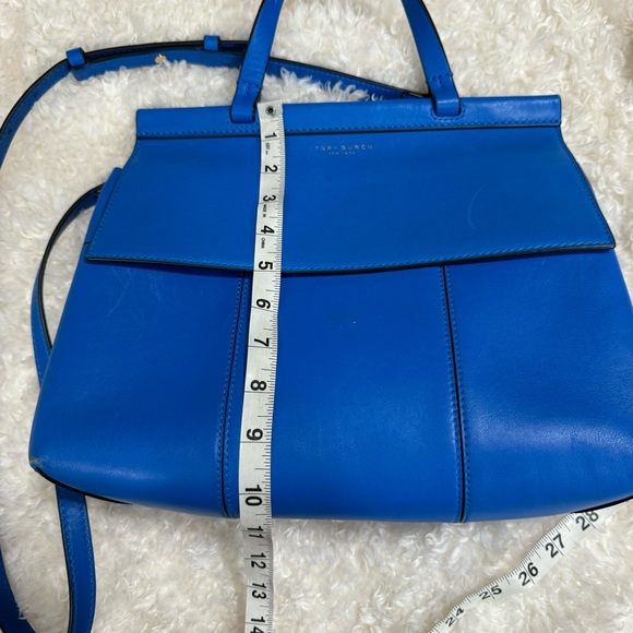 Tory Burch Blue Leather Satchel Purse Handbag & zip around wristlet READ DESCPT - Picture 7 of 16
